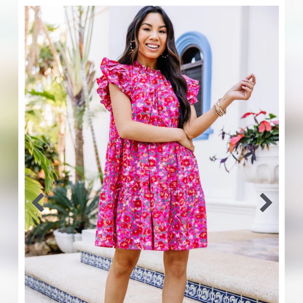 Floral Pink Midi Dress